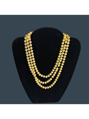 Faux Pearl Flapper Necklace Vintage Ivory Beads Knotted